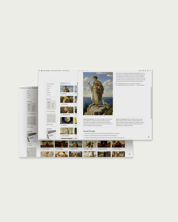 Tarot Workbook Notion Template for Tracking & Reflection Reflective Tarot
